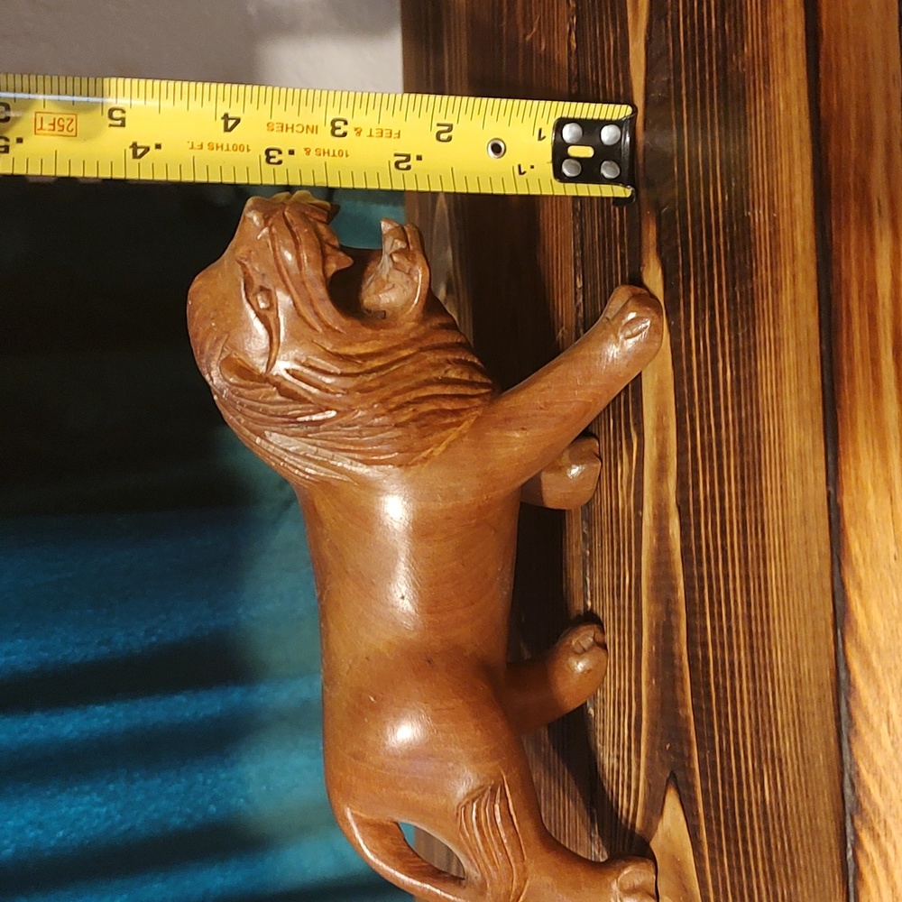 LION Hand Carved Wood Carving Vintage Mid-Century Modern - Picture 8 of 8